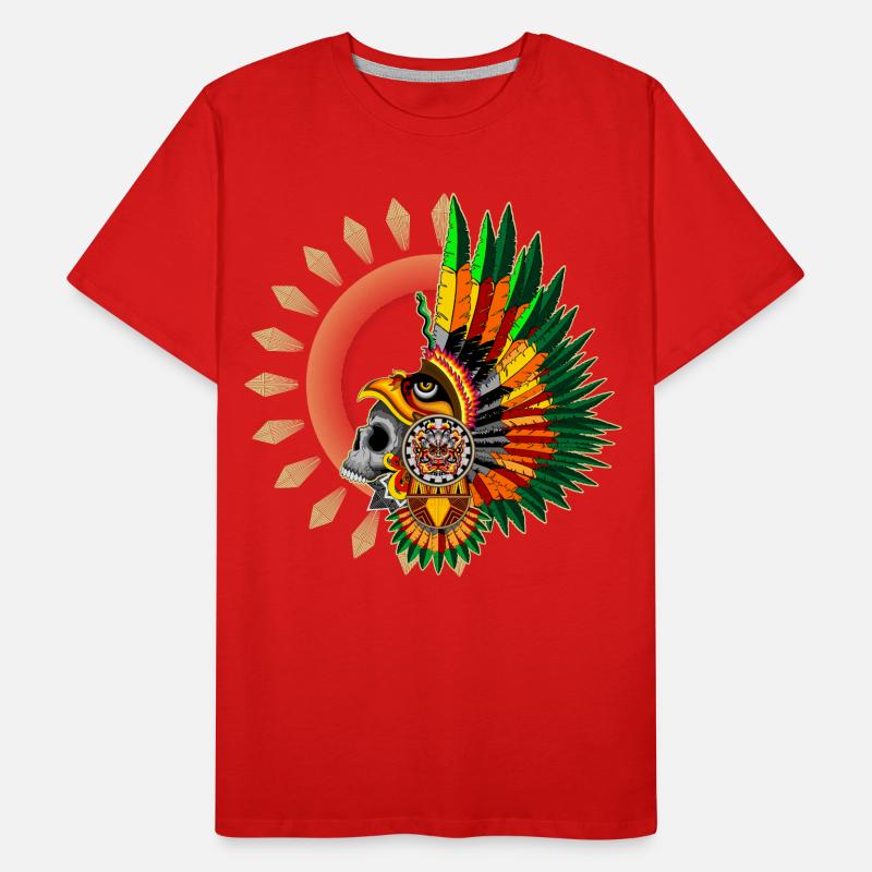 Aztec Eagle Warrior Skull Men's Premium Organic T-Shirt