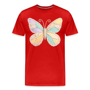 Schmetterling Patchwork Vintage Cottagecore - Männer Premium Bio T-Shirt - Rot - Vorne - Damien (186cm)
