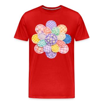 Colorful Flower Patchwork Pillow Vintage Design - Men's Premium Organic T-Shirt - red - Front - Damien (186cm)