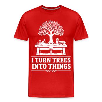 Humour Menuisier Ébéniste Bois | Cadeau Artisan - T-shirt bio Premium Homme - rouge - Devant - Damien (186cm)