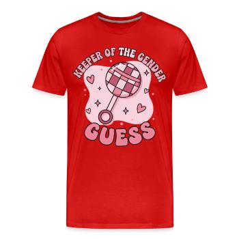 Révélation de sexe : Gardien du genre Maman Devine le Papa - T-shirt bio Premium Homme - rouge - Devant - Damien (186cm)