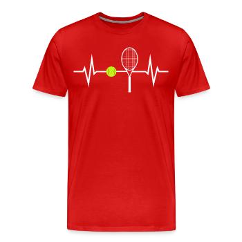 Tennis Liebe EKG Herzschlag Herzfrequenz Puls - Männer Premium Bio T-Shirt - Rot - Vorne - Damien (186cm)