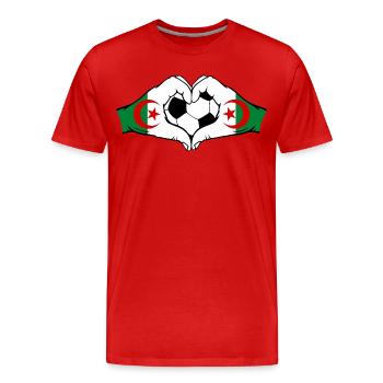 Drapeau d’Algérie Mains en forme de cœur Football - T-shirt bio Premium Homme - rouge - Devant - Damien (186cm)