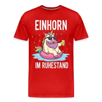 Einhorn im Ruhestand – Geschenk zum Renteneintritt - Männer Premium Bio T-Shirt - Rot - Vorne - Damien (186cm)