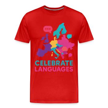 Célébrer la diversité linguistique colorée de l’Europe - T-shirt bio Premium Homme - rouge - Devant - Damien (186cm)