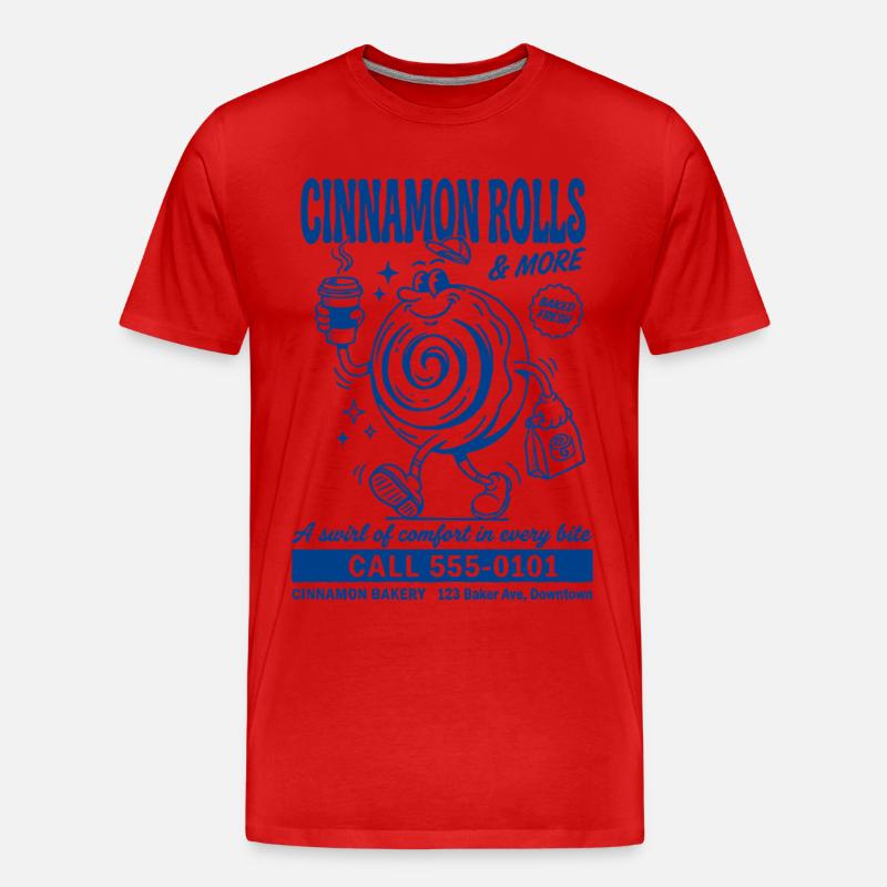 Retro Cinnamon Roll Bakery - Männer Premium Bio T-Shirt - Rot