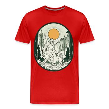 Père, fête des pères, Bigfoot, père et fils - T-shirt bio Premium Homme - rouge - Devant - Damien (186cm)