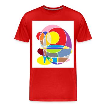Abstrakte Farbkreise Mosaik - Männer Premium Bio T-Shirt - Rot - Vorne - Damien (186cm)