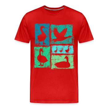 Gänse Perspektiven Retro Bauernhof Grafik - Männer Premium Bio T-Shirt - Rot - Vorne - Damien (186cm)
