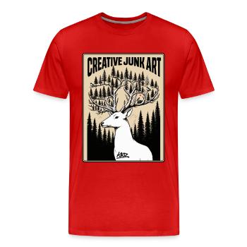 Antlered Forest Creative Junk Art - Men's Premium Organic T-Shirt - red - Front - Damien (186cm)