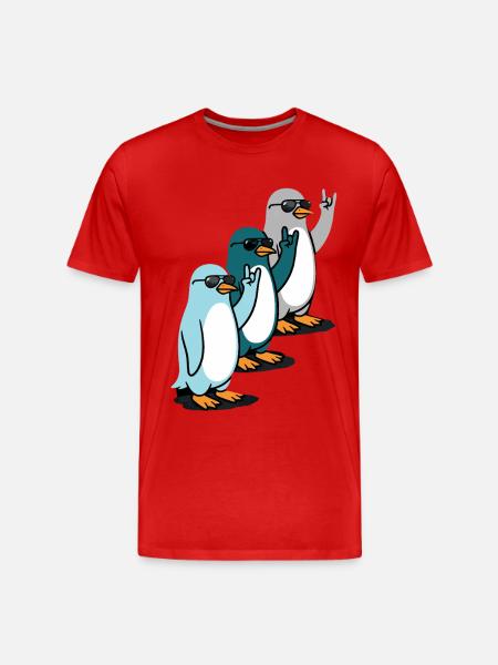 3 Penguins Rock On - Men's Premium Organic T-Shirt - red