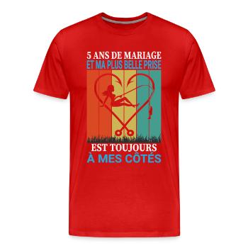 Pêche Pêcheur Cadeau humour personnalisé - T-shirt bio Premium Homme - rouge - Devant - Damien (186cm)