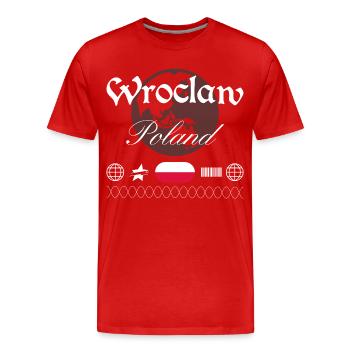Warsaw Poland Streetwear Travel Souvenir - Men's Premium Organic T-Shirt - red - Front - Damien (186cm)