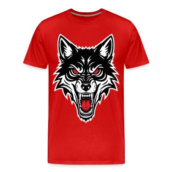 Loup Alpha Mascotte Logo Sport Combat Cadeau - T-shirt bio Premium Homme - rouge - Devant - Damien (186cm)
