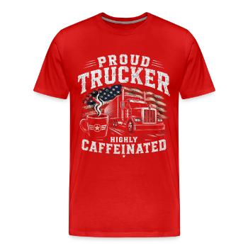 Camions, transport, café, chauffeur - T-shirt bio Premium Homme - rouge - Devant - Damien (186cm)
