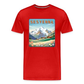 Sesvenna - Männer Premium Bio T-Shirt - Rot - Vorne - Damien (186cm)