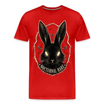 NOCTURNAL HARE - Men's Premium Organic T-Shirt - red - Front - Damien (186cm)