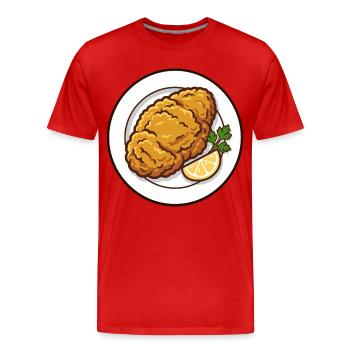 Schnitzel always works | with lemon and parsley - Men's Premium Organic T-Shirt - red - Front - Damien (186cm)