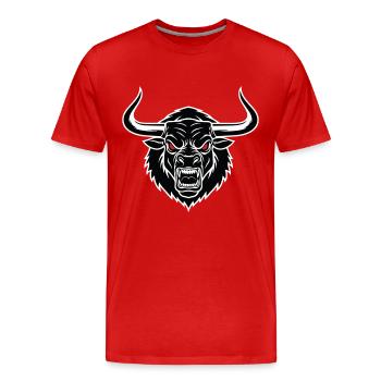 Taureau Minotaure Mascotte Logo Sport Gaming - T-shirt bio Premium Homme - rouge - Devant - Damien (186cm)