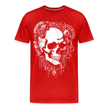 Steampunk Schädel mit Zahnrädern - Männer Premium Bio T-Shirt - Rot - Vorne - Damien (186cm)
