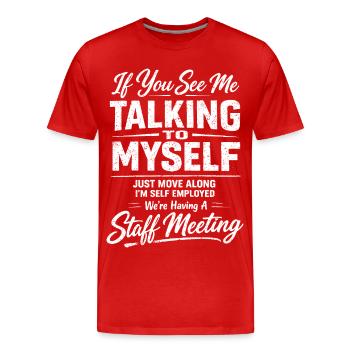 Humour Freelance Réunion | Drôle Auto-Entrepreneur - T-shirt bio Premium Homme - rouge - Devant - Damien (186cm)
