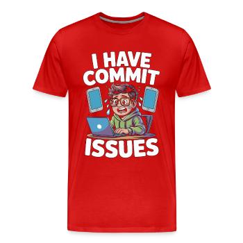 Développeur d’applications mobiles que j’ai commits pour le codage mobile - T-shirt bio Premium Homme - rouge - Devant - Damien (186cm)