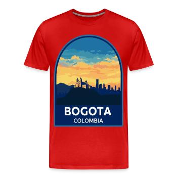 Bogota Colombia Monserrate Retro Sunset Badge - Men's Premium Organic T-Shirt - red - Front - Damien (186cm)