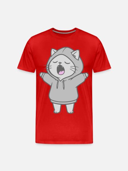 Chat en sweat à capuche - T-shirt bio Premium Homme - rouge