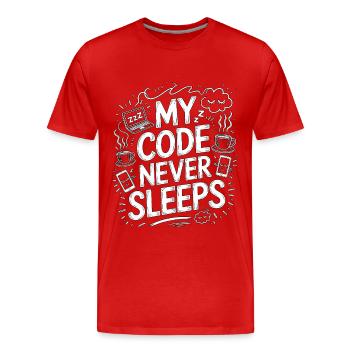 Développeur d’applications mobiles Mon code Développeur de logiciels - T-shirt bio Premium Homme - rouge - Devant - Damien (186cm)