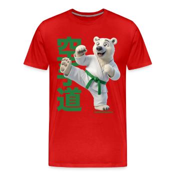 Karate Eisbär - Männer Premium Bio T-Shirt - Rot - Vorne - Damien (186cm)