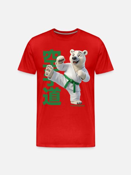 Karate Eisbär - Männer Premium Bio T-Shirt - Rot