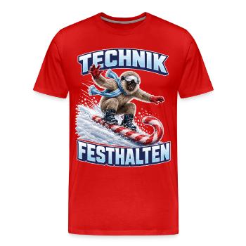 Brillenlangur auf der Zuckerstange - Männer Premium Bio T-Shirt - Rot - Vorne - Damien (186cm)
