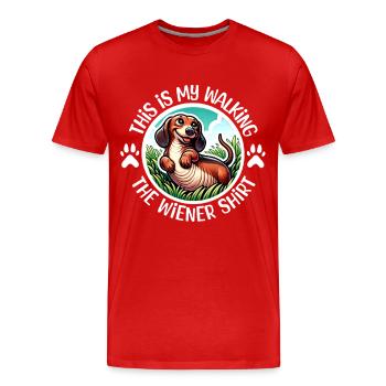 Promenade du teckel - T-shirt bio Premium Homme - rouge - Devant - Damien (186cm)