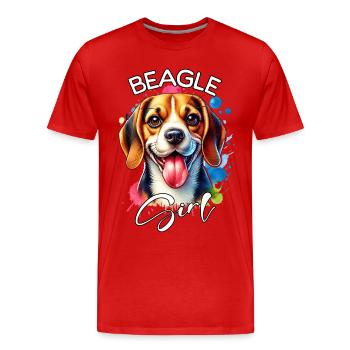 Beagle Mädchen Beagle - Männer Premium Bio T-Shirt - Rot - Vorne - Damien (186cm)