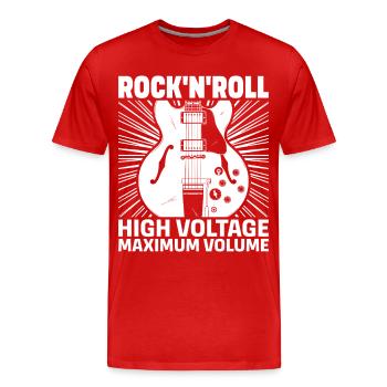 Rock'N'Roll Hochspannungsgitarre - Männer Premium Bio T-Shirt - Rot - Vorne - Damien (186cm)