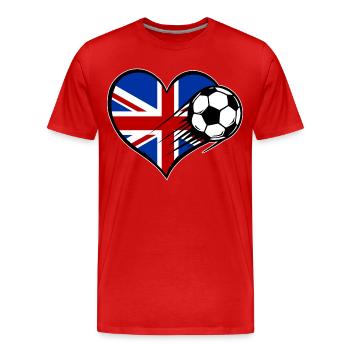 Great Britain Flag Football with Heart - Men's Premium Organic T-Shirt - red - Front - Damien (186cm)