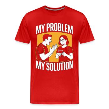 Développeur d’applications mobiles : mon problème : ma mère de pictogrammes - T-shirt bio Premium Homme - rouge - Devant - Damien (186cm)