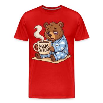 Needs Caffeine Mueder Bär Kaffee - Männer Premium Bio T-Shirt - Rot - Vorne - Damien (186cm)