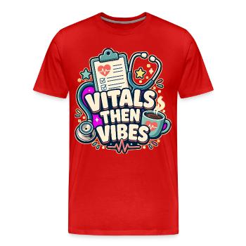 CONSTANTES PUIS VIBRATIONS Sieste - T-shirt bio Premium Homme - rouge - Devant - Damien (186cm)