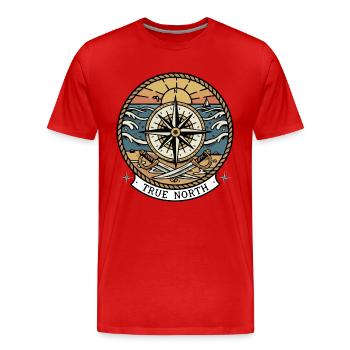 Kompass, Kompass, Piratensäbel, wahrer Norden - Männer Premium Bio T-Shirt - Rot - Vorne - Damien (186cm)
