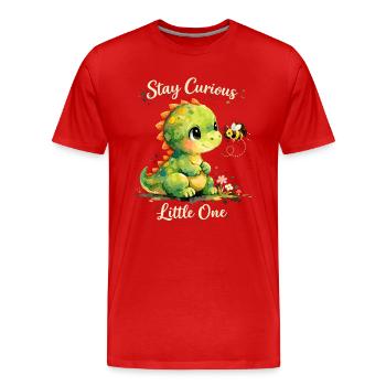 Dino Aquarell: Stay Curious Little One - Männer Premium Bio T-Shirt - Rot - Vorne - Damien (186cm)