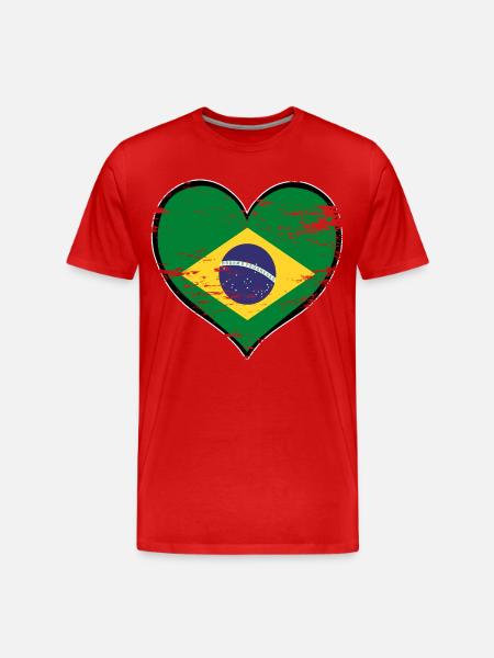 Brasilien Herzflagge used - Männer Premium Bio T-Shirt - Rot