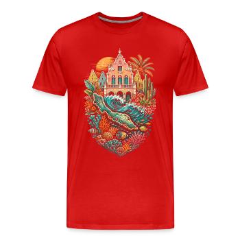 Curacao - Men's Premium Organic T-Shirt - red - Front - Damien (186cm)