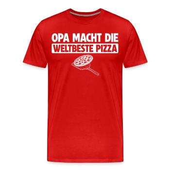 Opa Macht Die Weltbeste Pizza Geschenk - Männer Premium Bio T-Shirt - Rot - Vorne - Damien (186cm)