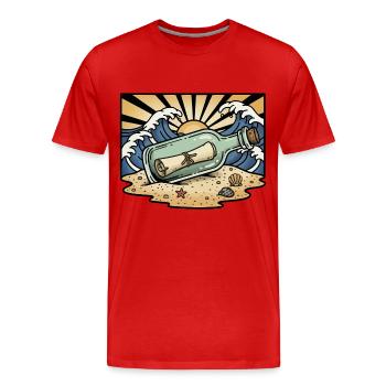 Bottle Message Ocean Sun Waves Retro - Männer Premium Bio T-Shirt - Rot - Vorne - Damien (186cm)