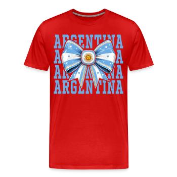 Nœud Drapeau Argentine | Style Coquette Argentin - T-shirt bio Premium Homme - rouge - Devant - Damien (186cm)