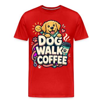 DOG WALK COFFEE Hund - Men's Premium Organic T-Shirt - red - Front - Damien (186cm)