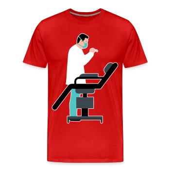 Dessin animé de traitement dentaire - T-shirt bio Premium Homme - rouge - Devant - Damien (186cm)