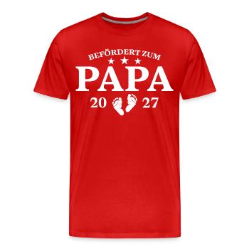Befördert Zum Papa 2027 Schwangerschaft Geschenk - Männer Premium Bio T-Shirt - Rot - Vorne - Damien (186cm)