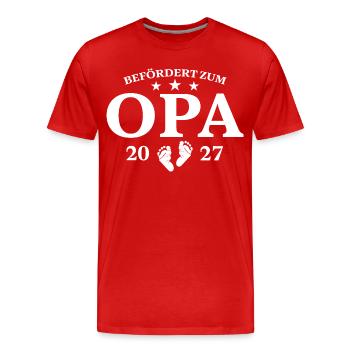 Befördert Zum Opa 2027 Schwangerschaft Geschenk - Männer Premium Bio T-Shirt - Rot - Vorne - Damien (186cm)